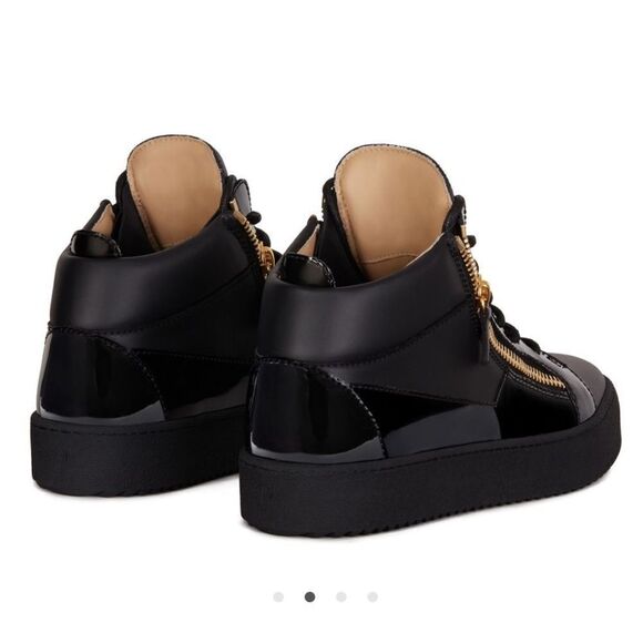 Giuseppe Zanotti Metal Signature Logo Black Leather High Top Sneaker Kriss 38/ 8 - Picture 5 of 14